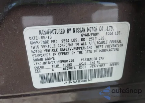 2014 Infiniti Q50 Sport из США, поврежденный, VIN JN1BV7AR8EM681740